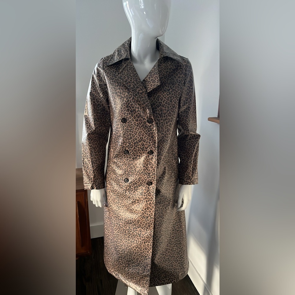 Something Navy Leopard Print Trench Coat Water resistant!